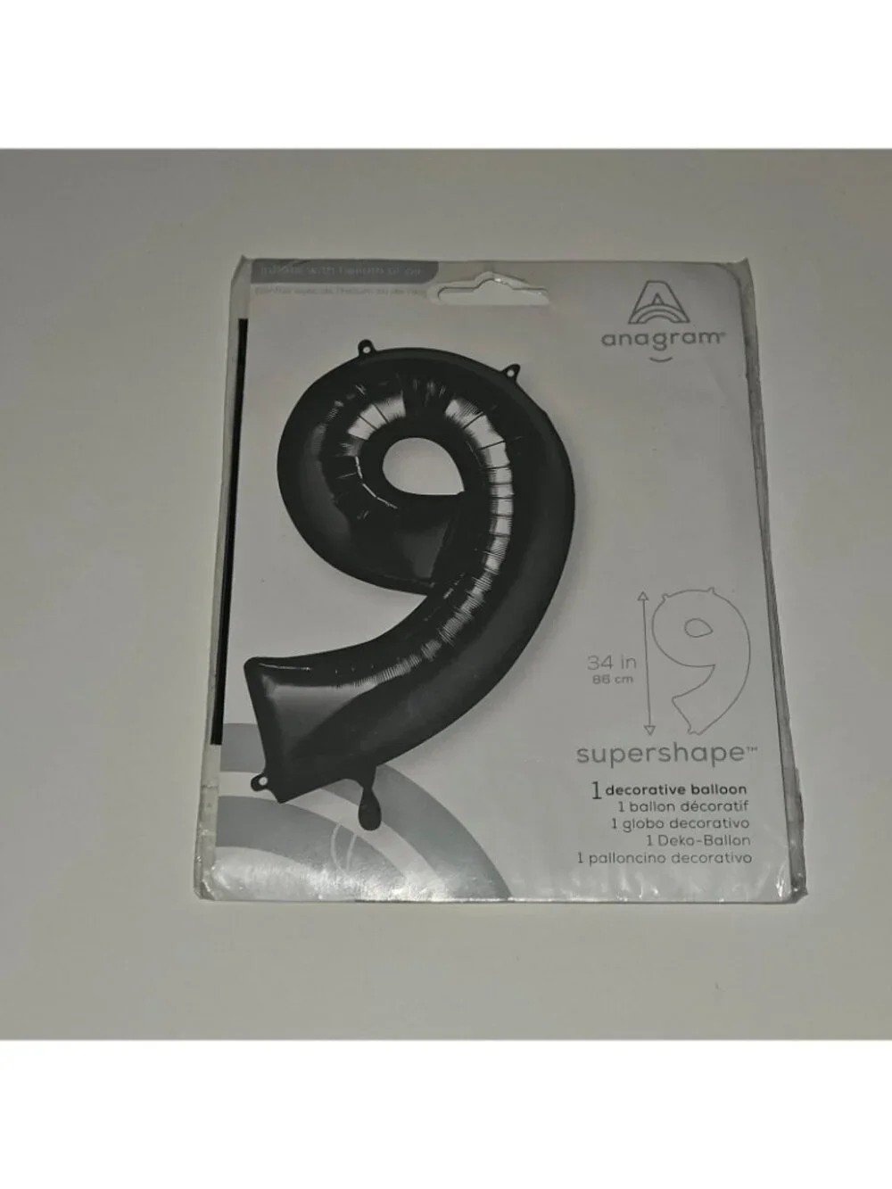 NEW 4 Black Foil Balloons Lot Party Supplies Number 9 99 Super Shape 22x34 B-day